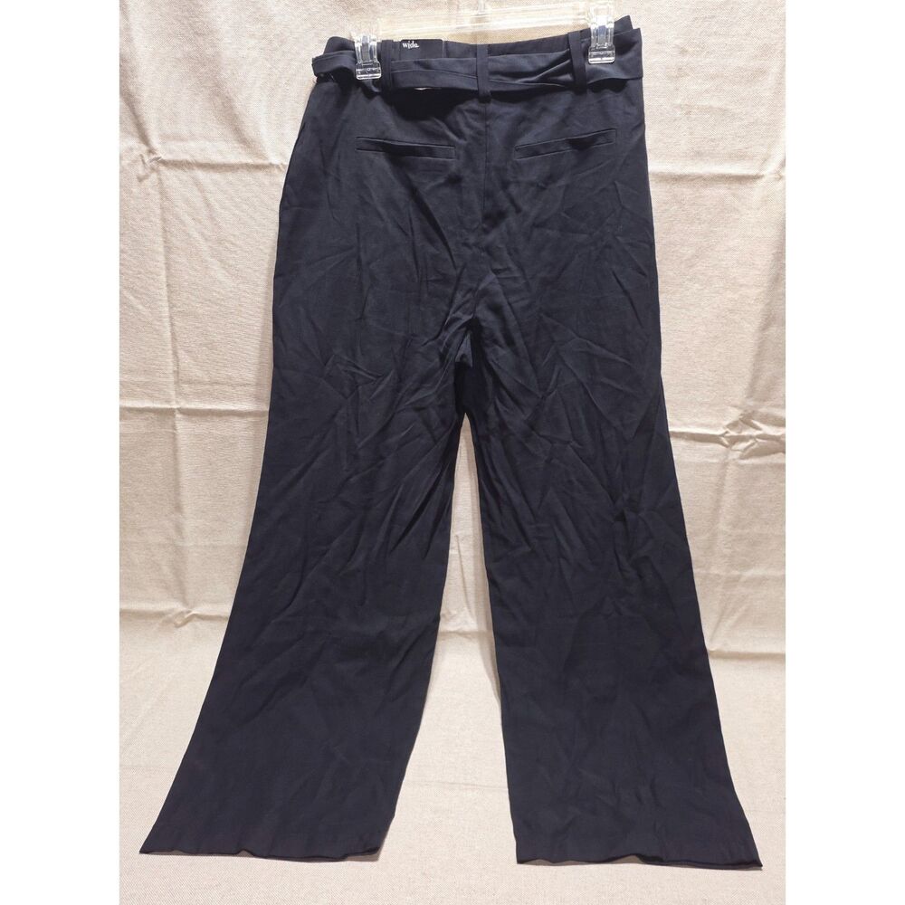 NWT Alfani Black Wide Leg Belted Trousers Dress Pants Women's Size 4